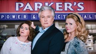 The Power of Parker on BBC1... Diane (Rosie Cavaliero), Martin Parker (Conleth Hill) and Kath (Sian Gibson).