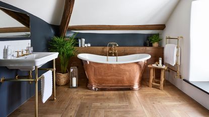 blue and white chequerboard bathroom flooring