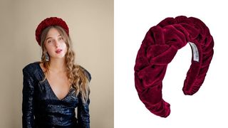 Tanya Litkovska Velvet Headband in Burgundy