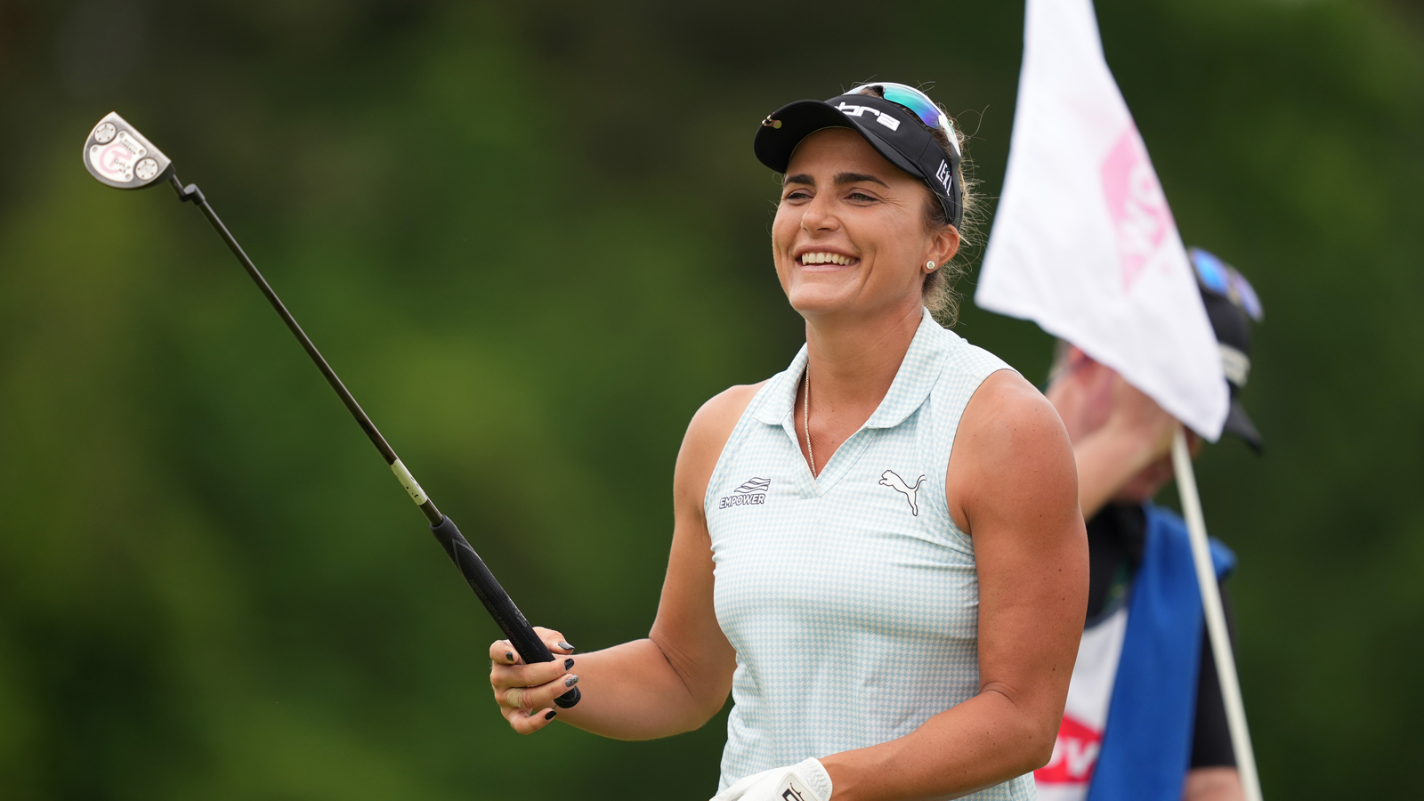 Lexi Thompson reacts after missing a putt