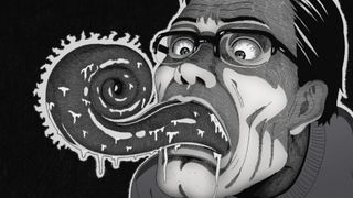 A man with his tongue coiled out in Uzumaki