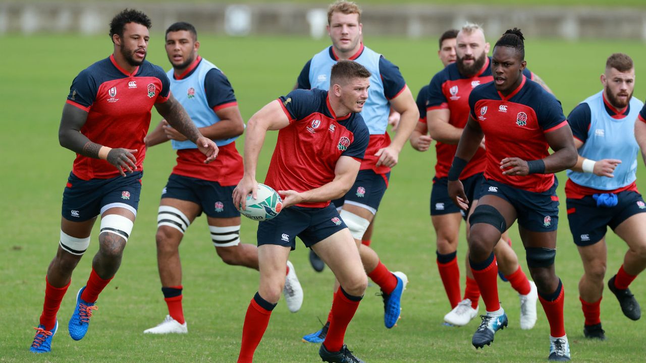 England captain Owen Farrell trains ahead of the Rugby World Cup pool C clash with Argentina 