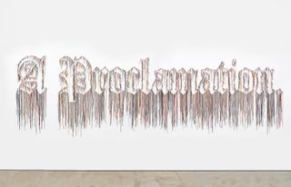 Nari Ward, A Proclamation, 2022, made from shoelaces