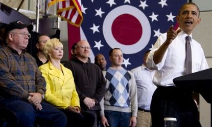 President Obama speaks at Lorain County Community College in Elyria, Ohio on April 18: His support of same-sex marriage could spell trouble for him with the state's undecided voters.