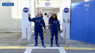 NASA astronauts Butch Wilmore and Sunita Williams head to the launch pad for their Starliner Crewed Test Flight mission on Boeing's first Starliner astronaut flight on June 5, 2024.
