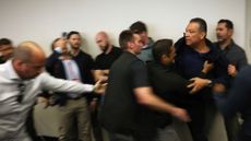 Sen. Alex Padilla (D-Calif.) is forcibly removed from press conference