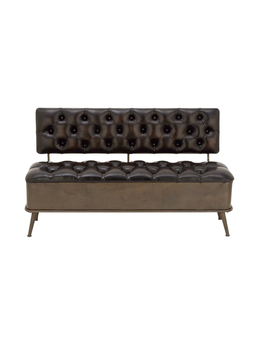 Faux Leather Tufted Storage Bench