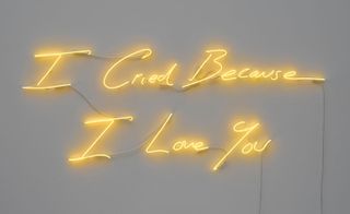 neon wordings ’I Cried Because I Love You’