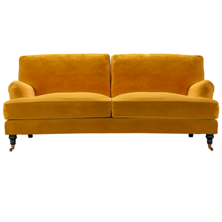 bluebell three seater sofa in saffron smart velvet