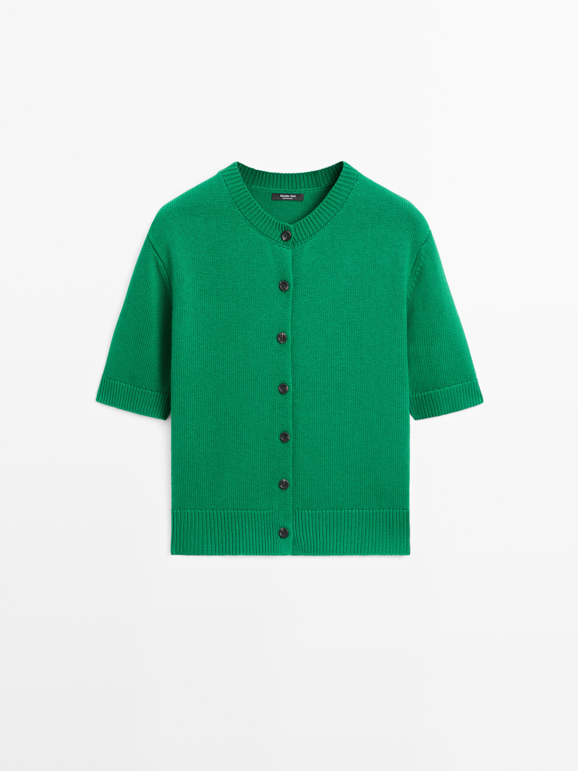 Cotton Blend Short Sleeve Knit Cardigan