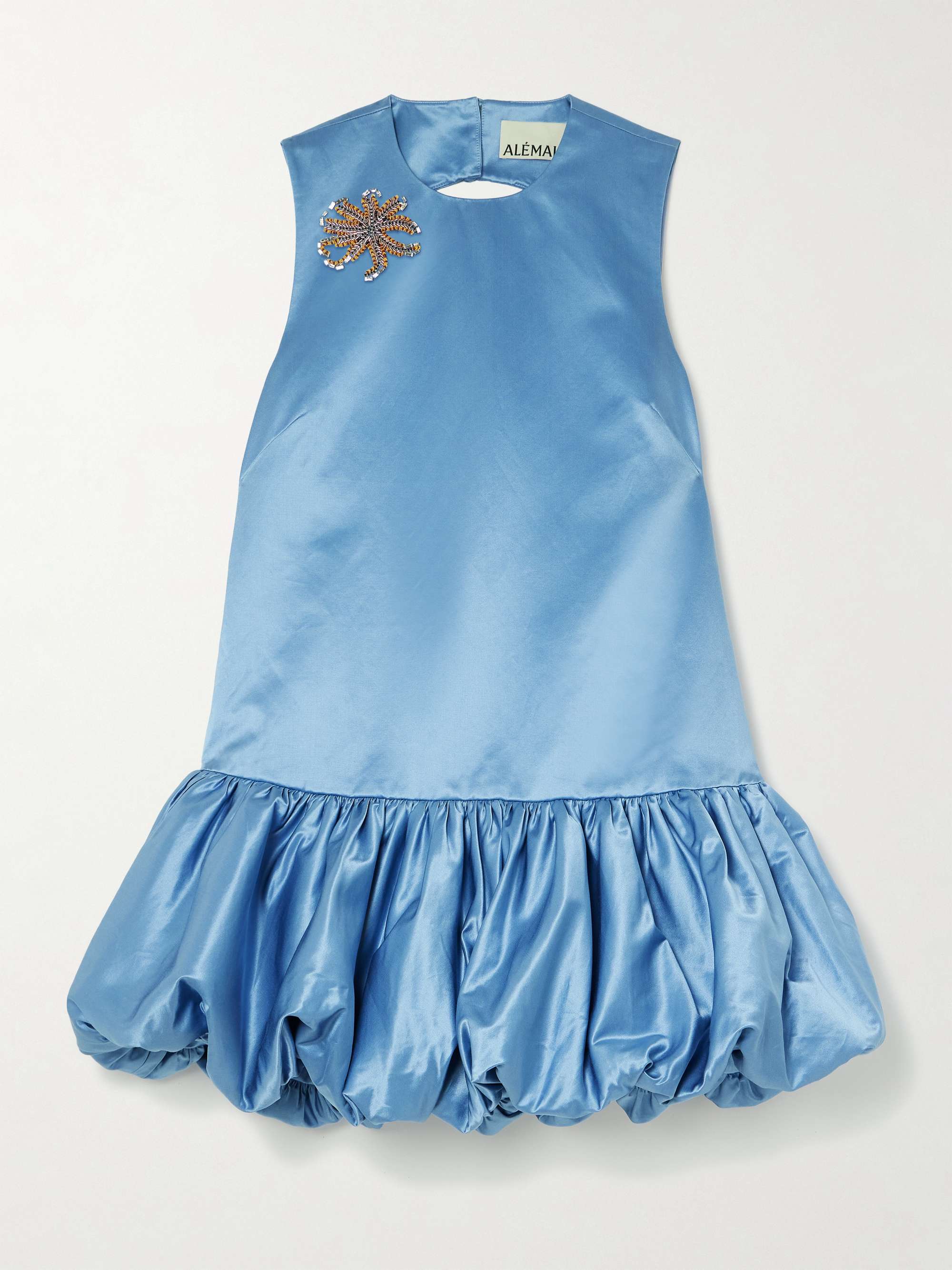 + Sam Pauletto Caspian Embellished Gathered Cotton and Silk-Blend Duchesse-Satin Mini Dress