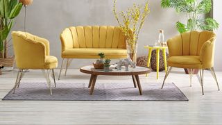 Matching yellow sofa set