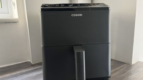 cosori dual blaze air fryer on the counter top