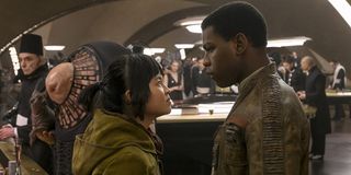 Kelly Marie Tran as Rose Tico and John Boyega as Finn in Star Wars: The Last Jedi