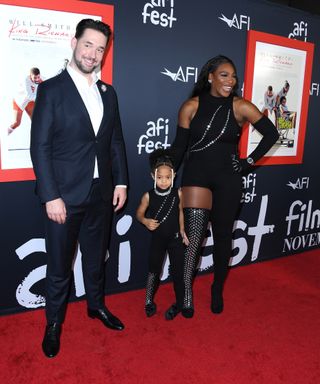 Alexis Ohanian, Olmypia Ohanian and Serena Williams on the red carpet