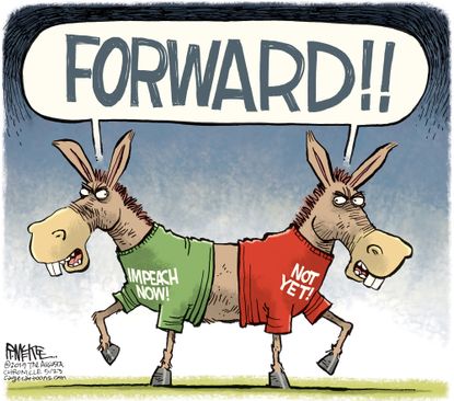 Political Cartoon U.S. Democrats Torn Impeachment