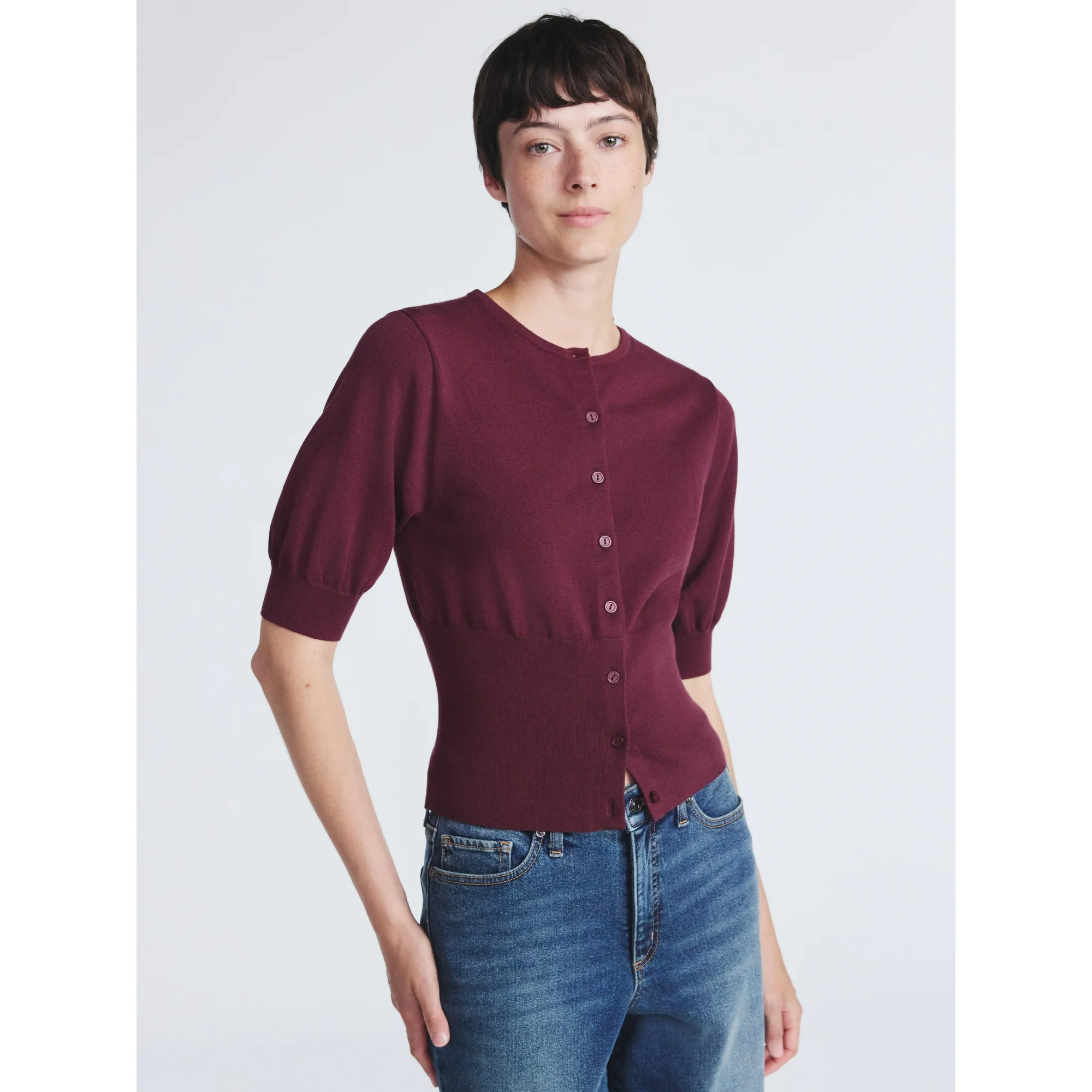Scoop, Scoop Women's Rib Cardigan Sweater With Short Sleeves, Lightweight, Sizes Xs-Xxl