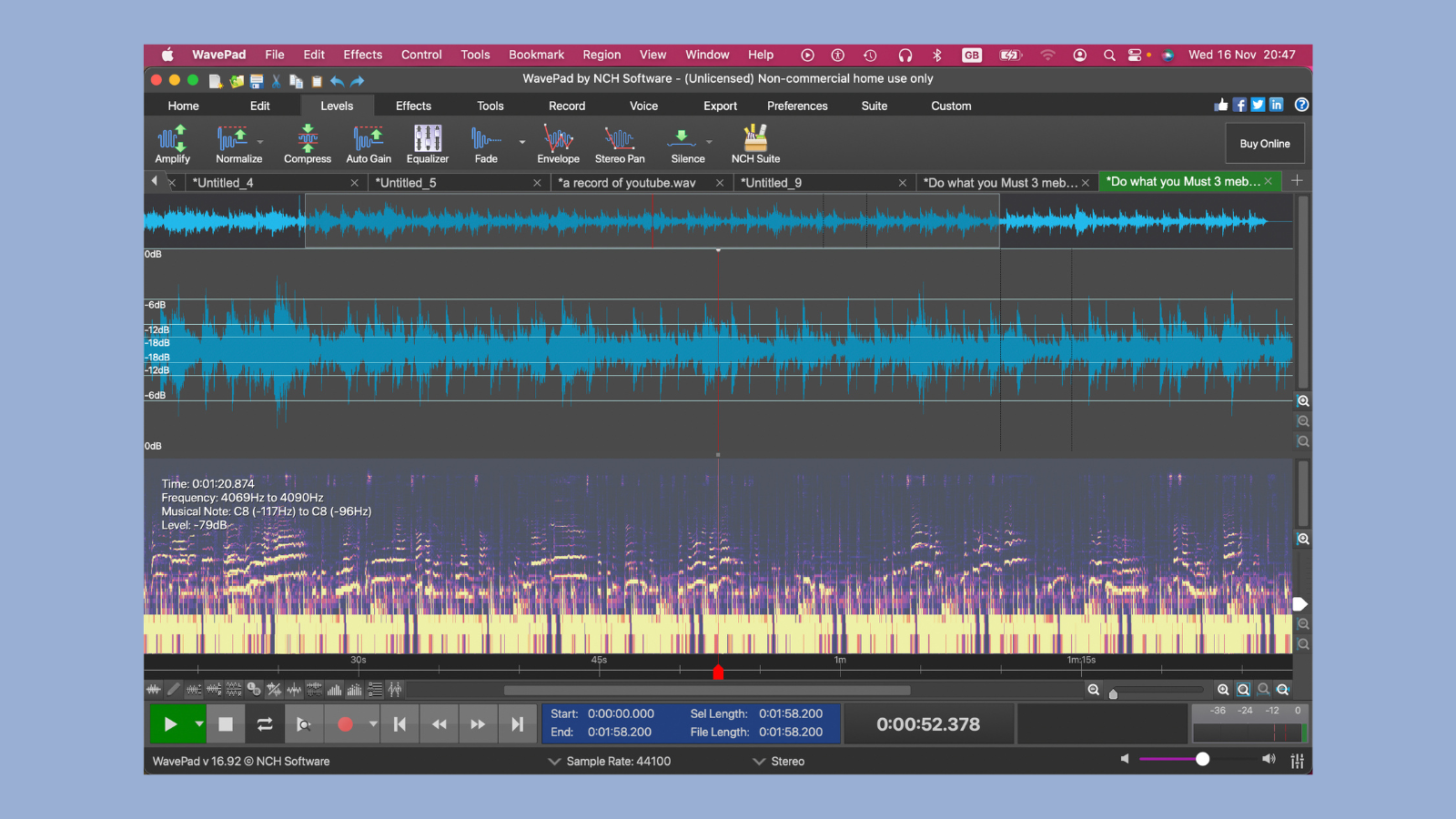 NCH Software WavePad audio editor in action