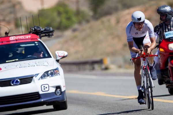 Chad Beyer (Competitive Cyclist) riding hard to stay up in GC.