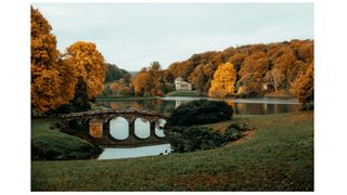 Golden light across the landscape at Stourhead