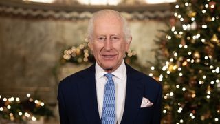 King Charles III recording the Royal Christmas message at the Fitzrovia Chapel