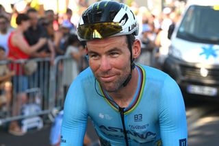 NIMES FRANCE JULY 16 Mark Cavendish of The United Kingdom and Astana Qazaqstan Team reacts after the 111th Tour de France 2024 Stage 16 a 1886km stage from Gruissan to Nimes UCIWT on July 16 2024 in Nimes France Photo by Dario BelingheriGetty Images