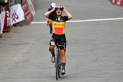 Belgian champion Lotte Kopecky (SD Worx) wins the eighth edition of Strade Bianche Donne