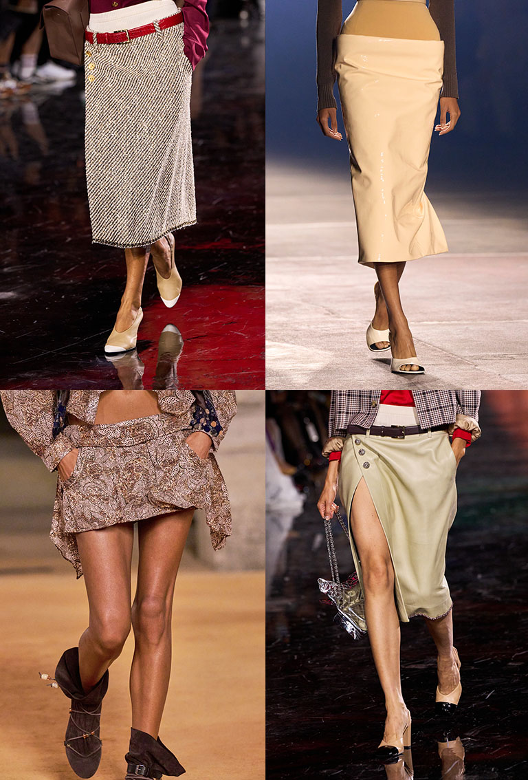 Low-slung skirts on the SS26 runway