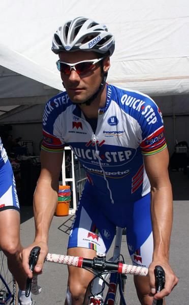 Tom Boonen lead the Quick Step riders off.