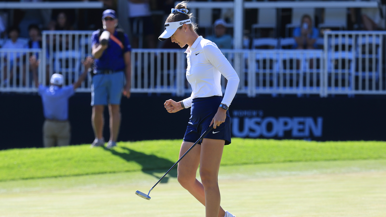 Nelly Korda celebrates her victory at the US Women's Open