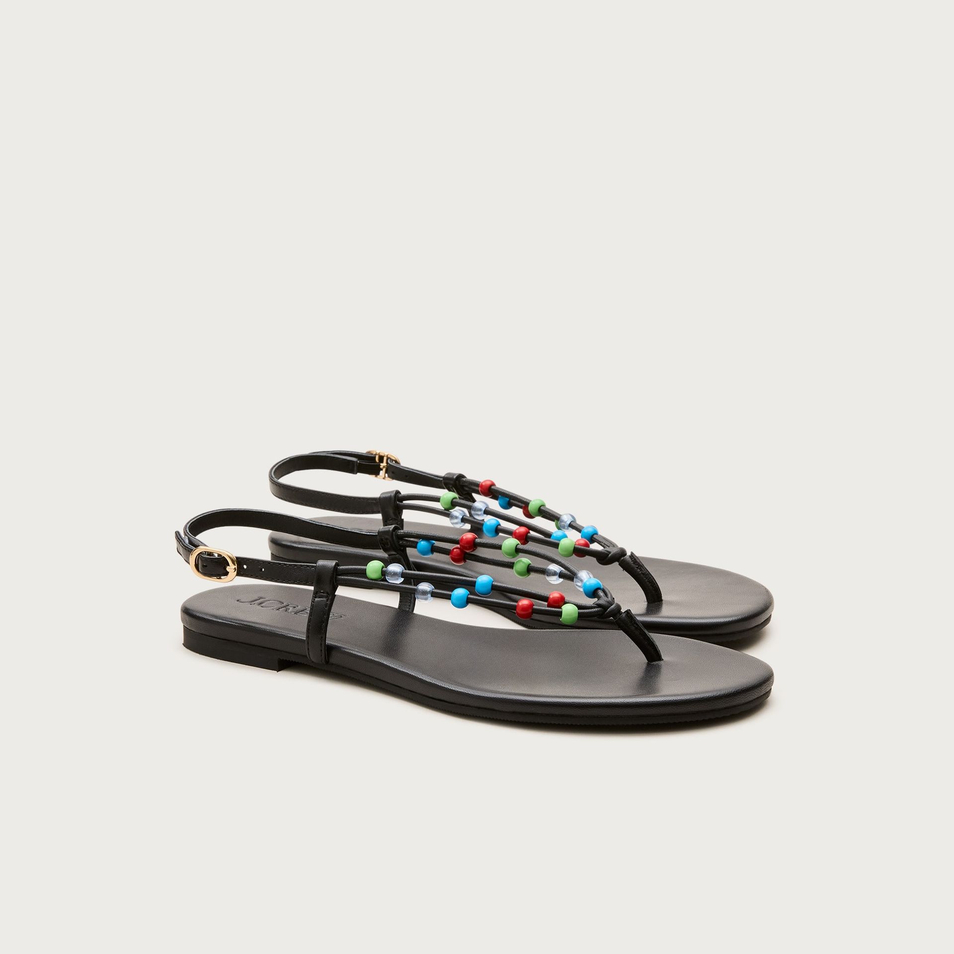Audrey Beaded Slingback Sandals in Leather