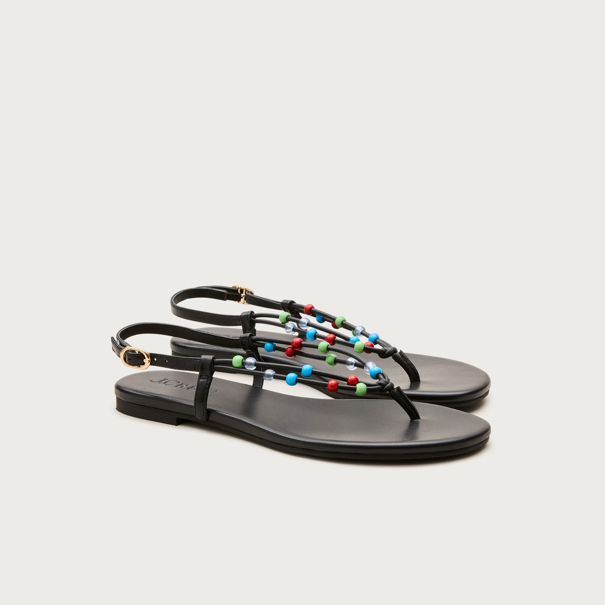 Audrey Beaded Slingback Sandals in Leather