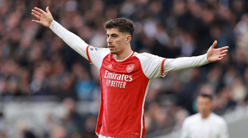 Kai Havertz in action for Arsenal against Tottenham in April 2024.