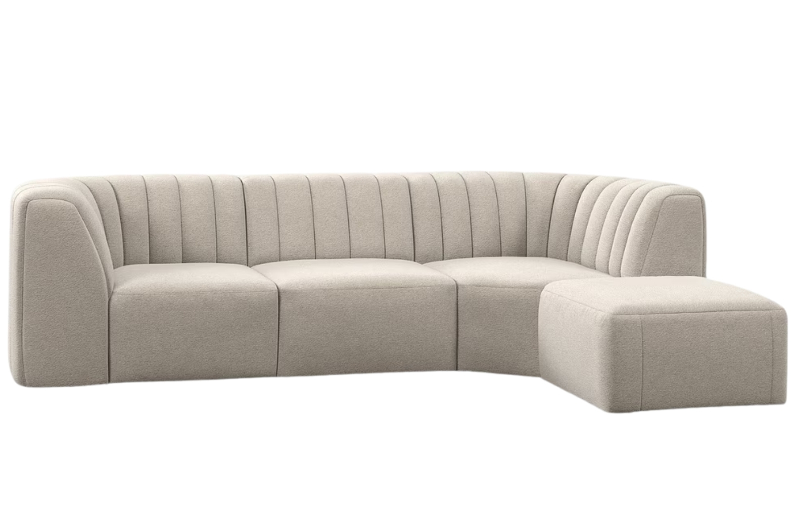John Lewis &amp;amp; Partners, Flow Rhf Chaise End Sofa, Easy Clean Soft Boucle Natural