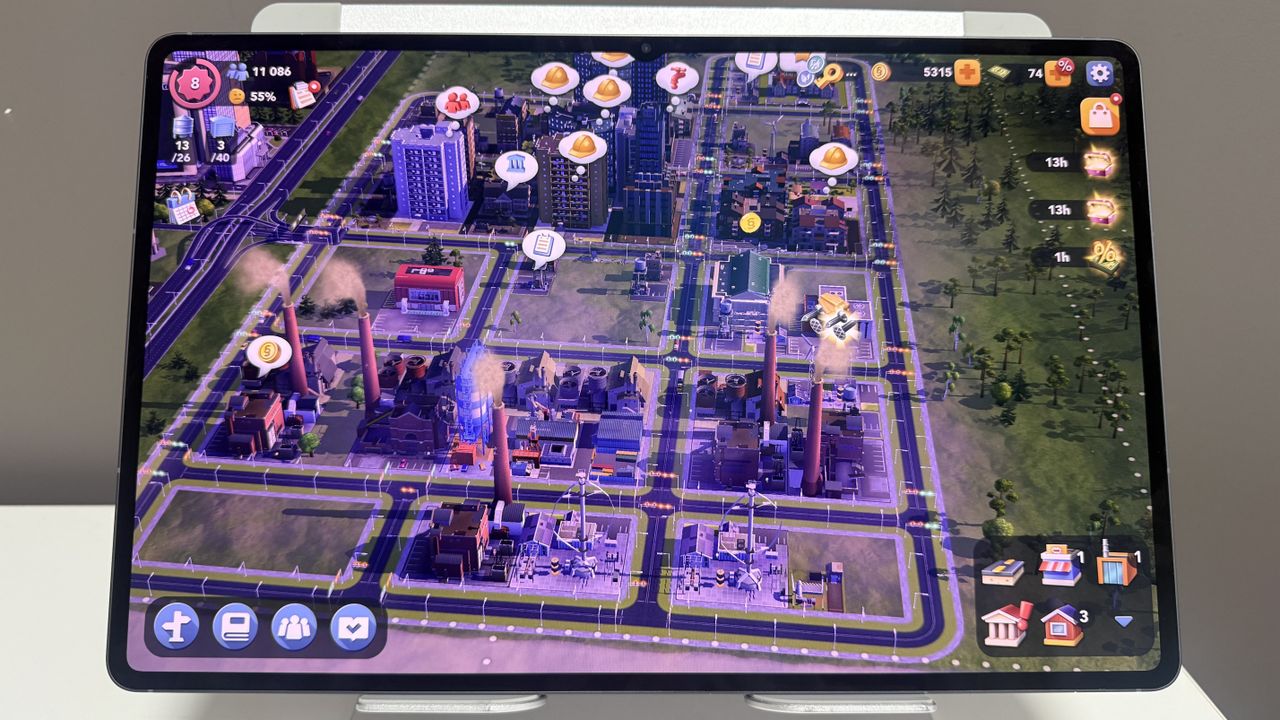 Samsung Galaxy Tab S11 Ultra with SimCity mobile