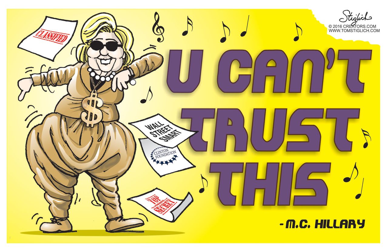 Political cartoon U.S. 2016 election Hillary Clinton