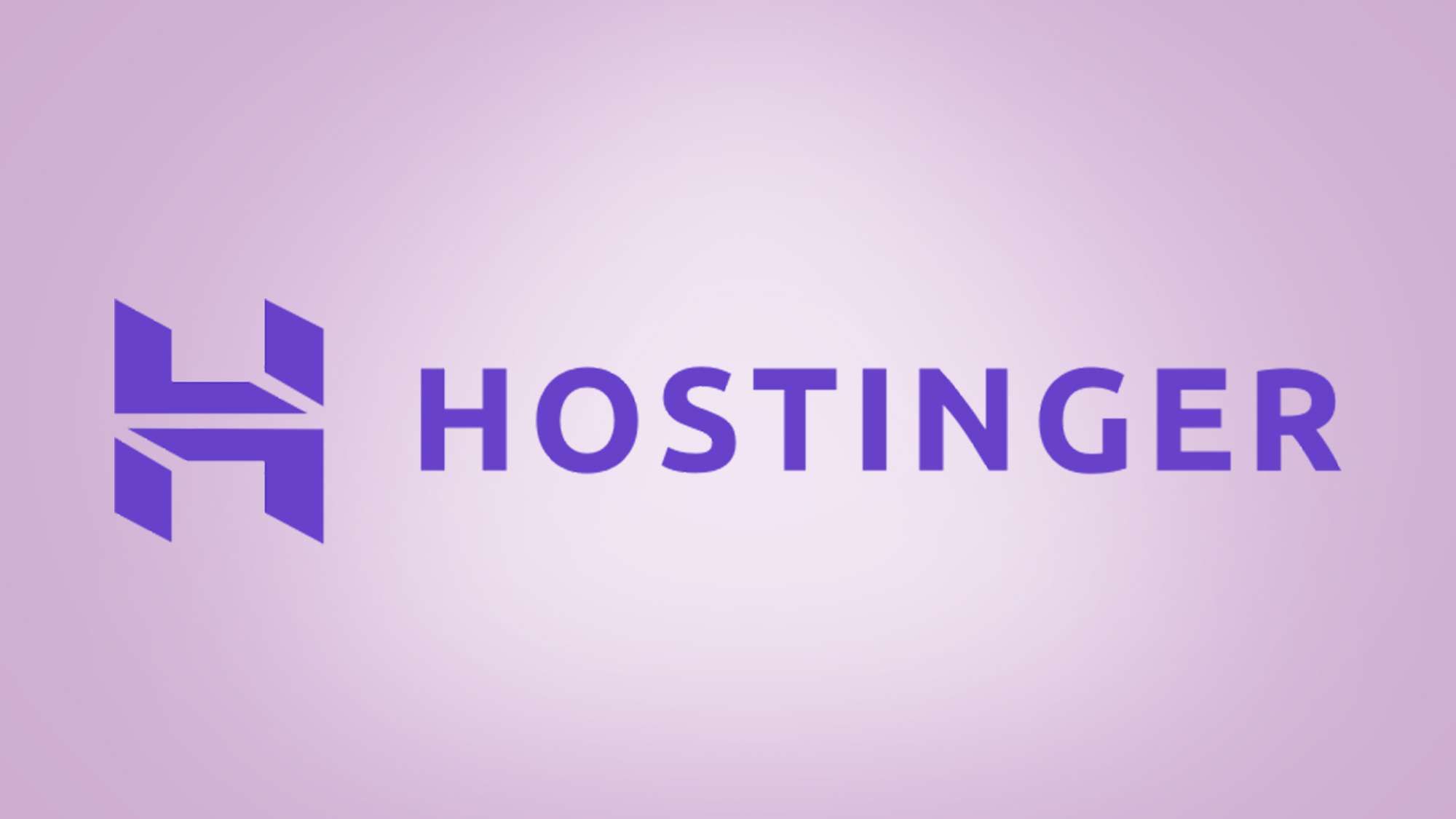 Hostinger logo on bright purple background with spotlight effect