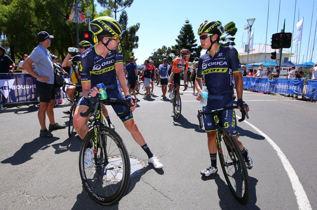 Post-race debrief for Orica-Scott