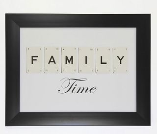 family frame print with playing cards and white background