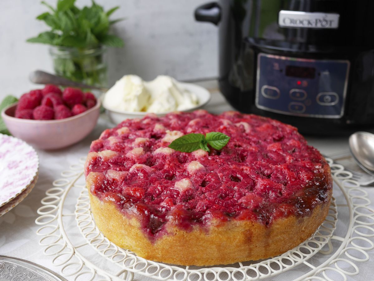 Upside down cake try this slow cooker cake with raspberries Real Homes