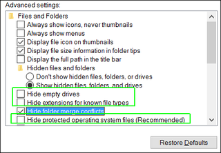 Uncheck hide extensions, empty drives and OS files