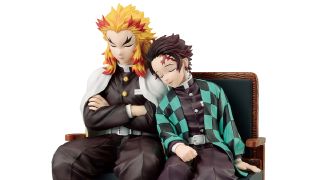 The Rengoku and Tanjiro figurine on the Crunchyroll store.