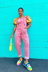 14. Organic Corduroy Dusky Pink Dungarees: