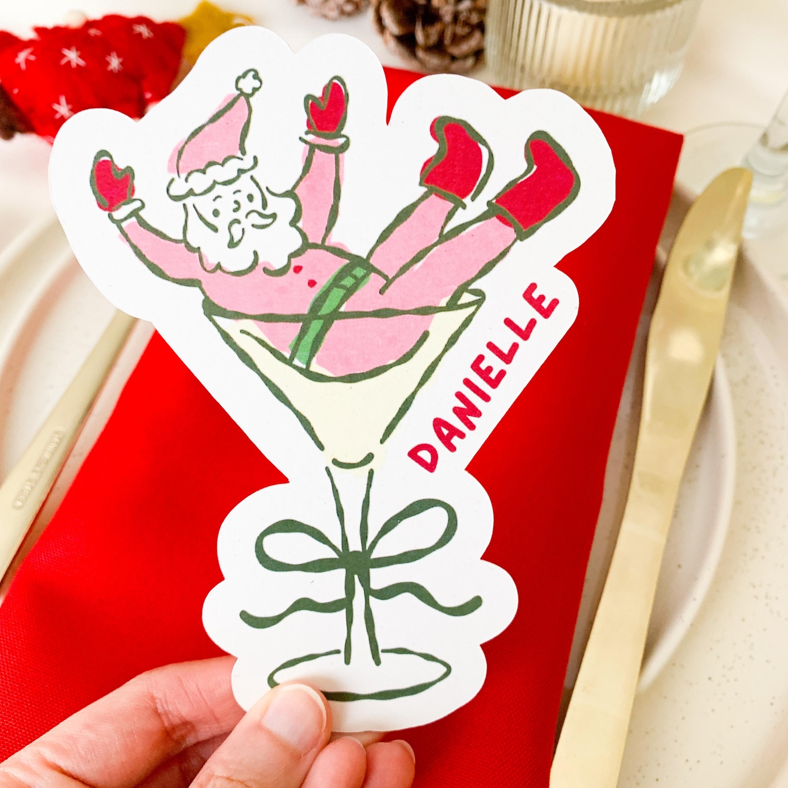 Etsy, Personalised Handdrawn Christmas Santa Claus Shaped Place Cards