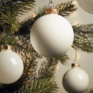 matt white baubles on a Christmas tree