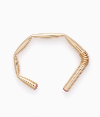 Nadine Ghosn Youtensils gold bracelet resembling a bent straw