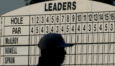 Johnny Keefer of the United States looks on from the fourth hole during the first round of the 2026 Masters Tournament at Augusta National Golf Club 