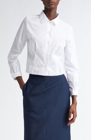 Crop Cotton Button-Up Shirt