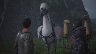 Clive looks at a Chocobo in Final Fantasy 16