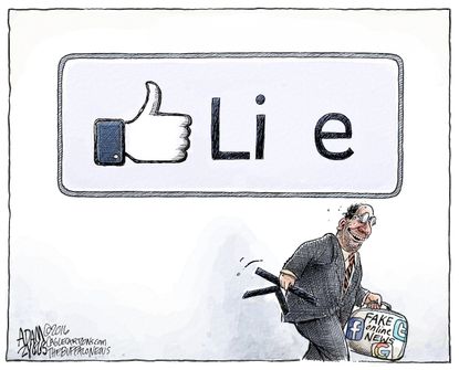 Editorial cartoon U.S. Facebook fake news